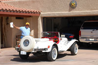 Ray Bolanos and his automobile collection, 1929 Mercedes Gazelle