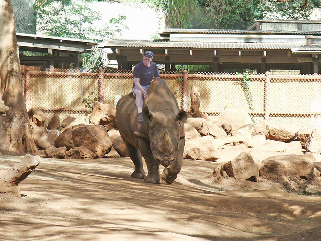 John riding Rhino