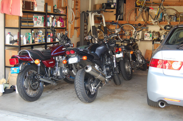 My Five Bikes, Yamaha, Kawasaki, Honda and two Treks