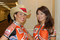 2007 Tecate Light Miss Toyota Grand Prix of Long Beach, Melissa Paz (right) with her friend in the Media Center