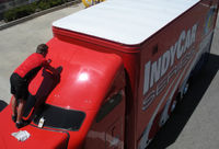 Waxing the IndyCar truck