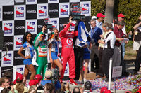 Dario Franchitti, Tony Kanaan  & Will Power at Victory Circle