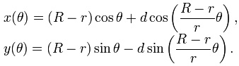 Hypotrochoid Formula, courtesy of Wikipedia